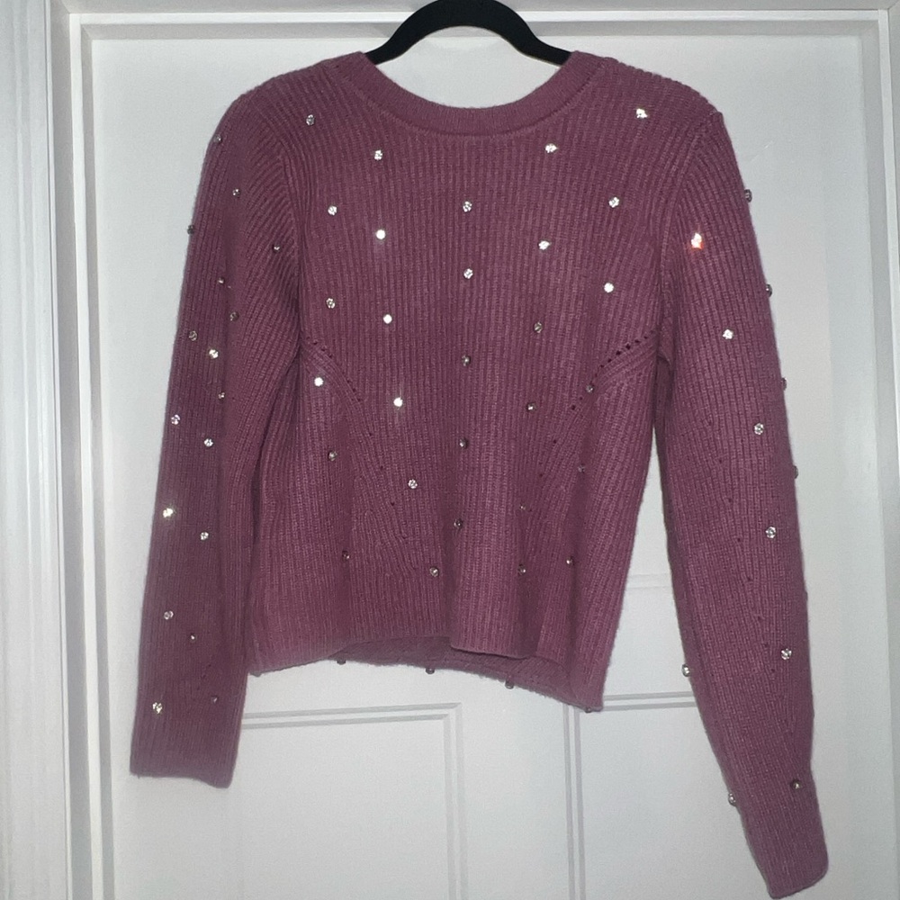 NWT Elie Tahari V-Wrap Soft Cashmere Sweater with Silver Accents ($395 Retail)